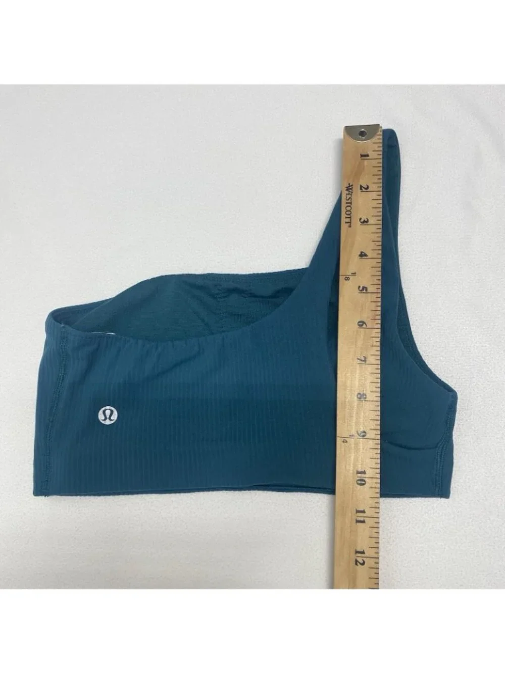 Lululemon Ribbed Nulu Asymmetrical Yogo Bra Light Support Women Size 4 Teal